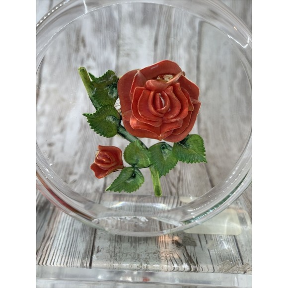 Vintage Rolf Wald Reverse Carved Acrylic Paperweight 3D Rose Lucite Flower - Picture 2 of 12